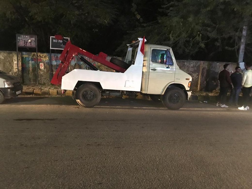 Car recovery with towing equipment